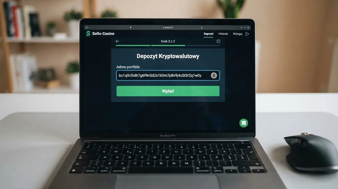Zbliżenie na formularz wpłaty w kasynie online z polem na adres portfela kryptowalutowego BNB Smart Chain.