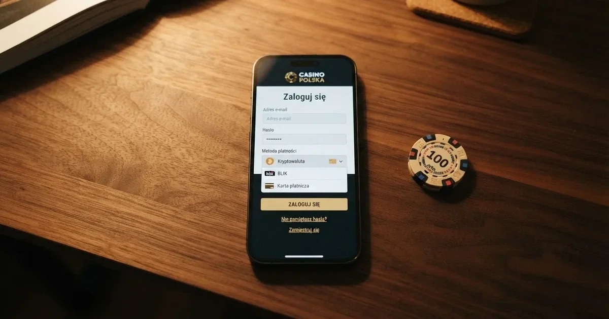 Ekran logowania do konta kasyna online z widoczną opcją wyboru kryptowaluty Binance Coin (BNB) jako metody płatności.